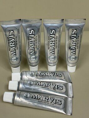 Lot of 7 Marvis Whitening Mint Toothpaste 10ml Travel Sample Size Italy New